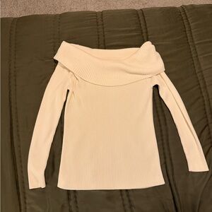 Banana Republic Factory Off-the-Shoulder Ribbed Sweater - Cream